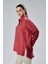 Bordo Yırtmaç Detaylı Oversize Gömlek 10