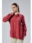 Bordo Yırtmaç Detaylı Oversize Gömlek 11