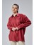 Bordo Yırtmaç Detaylı Oversize Gömlek 12