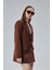 Kadın Oversize Düz Kesim Astarlı Dokuma Blazer Ceket 9