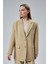 Kadın Oversize Düz Kesim Astarlı Dokuma Blazer Ceket 9