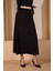 Siyah Salaş Kesim Beli Lastikli Dokuma Etek 11