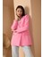 Pembe Regular Dokuma Astarlı Taş Detaylı Blazer Ceket 13