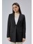 Siyah Kruvaze Uzun Blazer Ceket 7
