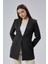 Siyah Kruvaze Uzun Blazer Ceket 10