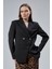 Siyah Regular Fit Yırtmaç Detaylı Blazer Ceket 6