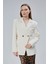 Ekru Regular Fit Yırtmaç Detaylı Blazer Ceket 7