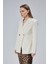Ekru Regular Fit Yırtmaç Detaylı Blazer Ceket 11