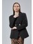 Siyah Regular Fit Yırtmaç Detaylı Blazer Ceket 11