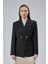 Siyah Regular Fit Yırtmaç Detaylı Blazer Ceket 12