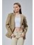 Açık Haki Regular Fit Yırtmaç Detaylı Blazer Ceket 13