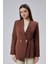 Kahverengi Regular Fit Pile Detaylı Blazer Ceket 10