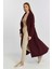 Bordo Oversize Rüzgarlık Detaylı Trençkot 6