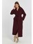 Bordo Oversize Rüzgarlık Detaylı Trençkot 9