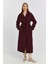 Bordo Oversize Rüzgarlık Detaylı Trençkot 11