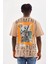 Unisex Baskılı Oversize T-Shirt - Bej 4
