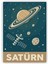 Satürn Gezegeni Retro Vintage Ahşap Poster 20 x 29 cm 1