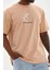 Unisex Baskılı Oversize T-Shirt - Bej 2