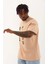 Unisex Oversize Baskılı Bisiklet Yaka T-Shirt - Bej 4