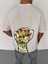 Unisex Bisiklet Yaka Baskılı Oversize T-Shirt - Beyaz 5