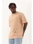 Unisex Oversize Baskılı Bisiklet Yaka T-Shirt - Bej 2