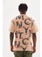 Unisex Baskılı Oversize T-Shirt - Bej 4
