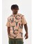 Unisex Baskılı Oversize T-Shirt - Bej 5