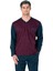 6110 Erkek Bordo Kuzun Kollu V Yaka Pijama Takımı 1