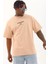 Unisex Oversize Baskılı Bisiklet Yaka T-Shirt - Bej 4