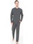 18959 Erkek Antrasıt Melanj Yuvarlak Yaka Patlı Uzun Kollu Pijama Takımı 1