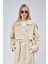 Bej Oversize Kruvaze Kapama Rüzgarlık Detaylı Trençkot 44956 8