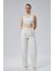 Kadın Ekru Regular Kalıp Dokuma Palazzo Pantolon 11