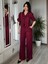 Kadın Bordo Ön Bağlamalı Bluz ve Pantolon Ikili Takım %100 Pamuk Müslin Alt Üst Takım 6