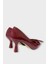 Kadın Fiyonk Tokalı Sivri Burun Topuklu Ayakkabı Bordo 5