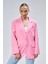 Pembe Kadın Düğmeli Oversize Blazer Ceket 10