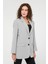 Gri Kadın Düğmeli Oversize Blazer Ceket 10