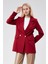 Bordo Oversize Dokuma Blazer Ceket 9