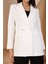 Beyaz Oversize Dokuma Blazer Ceket 11