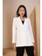 Beyaz Oversize Dokuma Blazer Ceket 12