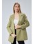 Açık Haki Oversize Dokuma Blazer Ceket 12