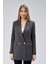 Antrasit Oversize Dokuma Blazer Ceket 11