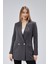Antrasit Oversize Dokuma Blazer Ceket 12