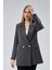 Antrasit Oversize Dokuma Blazer Ceket 14