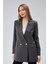 Antrasit Oversize Dokuma Blazer Ceket 16