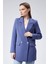 İndigo Oversize Dokuma Blazer Ceket 9