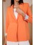 Turuncu Kruvaze Yaka Kolu Katlama Detaylı Regular Vatkalı Blazer Ceket 11