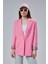 Pembe Kruvaze Yaka Kolu Katlama Detaylı Regular Vatkalı Blazer Ceket 12