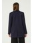 Lacivert Astarlı Kruvaze Kapama Dokuma Oversize Blazer Ceket 11