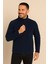 Unisex Lacivert Anti-Pilling Tüylenme Yapmayan Standart Fit Tam Fermuarlı Soğuk Geçirmez Polar Hırka 4