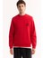 Erkek Kırmızı Bisiklet Yaka Pamuklu Bi-Stretch Basic Regular Fit Sweatshirt A52Y1328 5